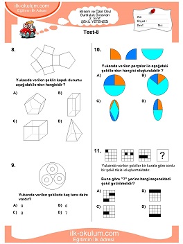 ilkokul 1. Sınıf Bilsem Zeka Testi 